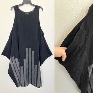 Moyuru Oversized Drape Dress Lagenlook Designer Artsy Pockets Gray Women's Large